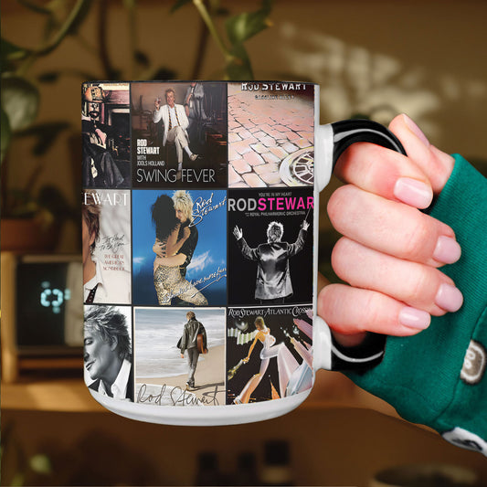 Rod Stewart Accent Mug – Iconic Album Cover Collage Gift
