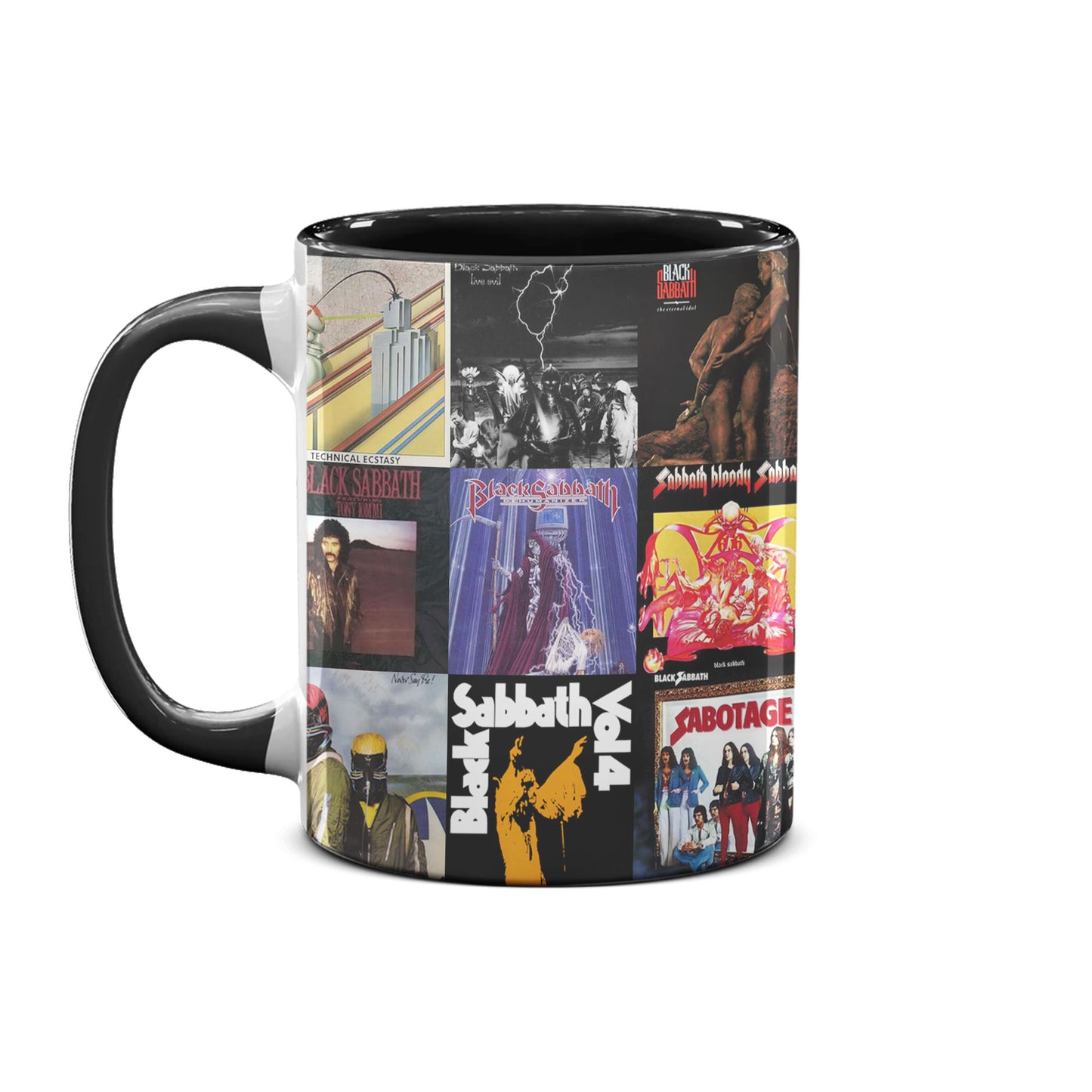 Black Sabbath Accent Mug – Classic Album Cover Collage Gift