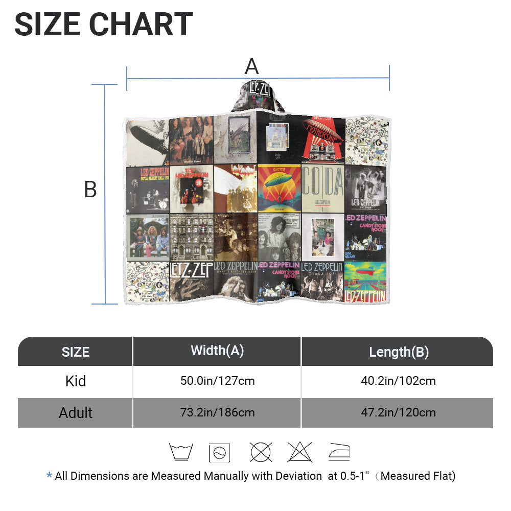 Led Zeppelin Wearable Hooded Blanket – Classic Album Cover Collage Gift