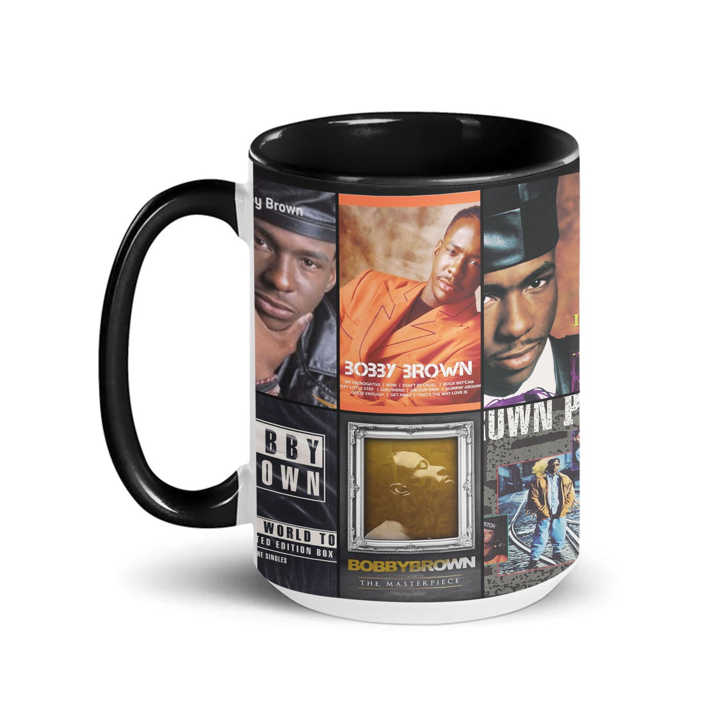 Bobby Brown Accent Mug – Classic Album Cover Collage Gift for R&B Fans