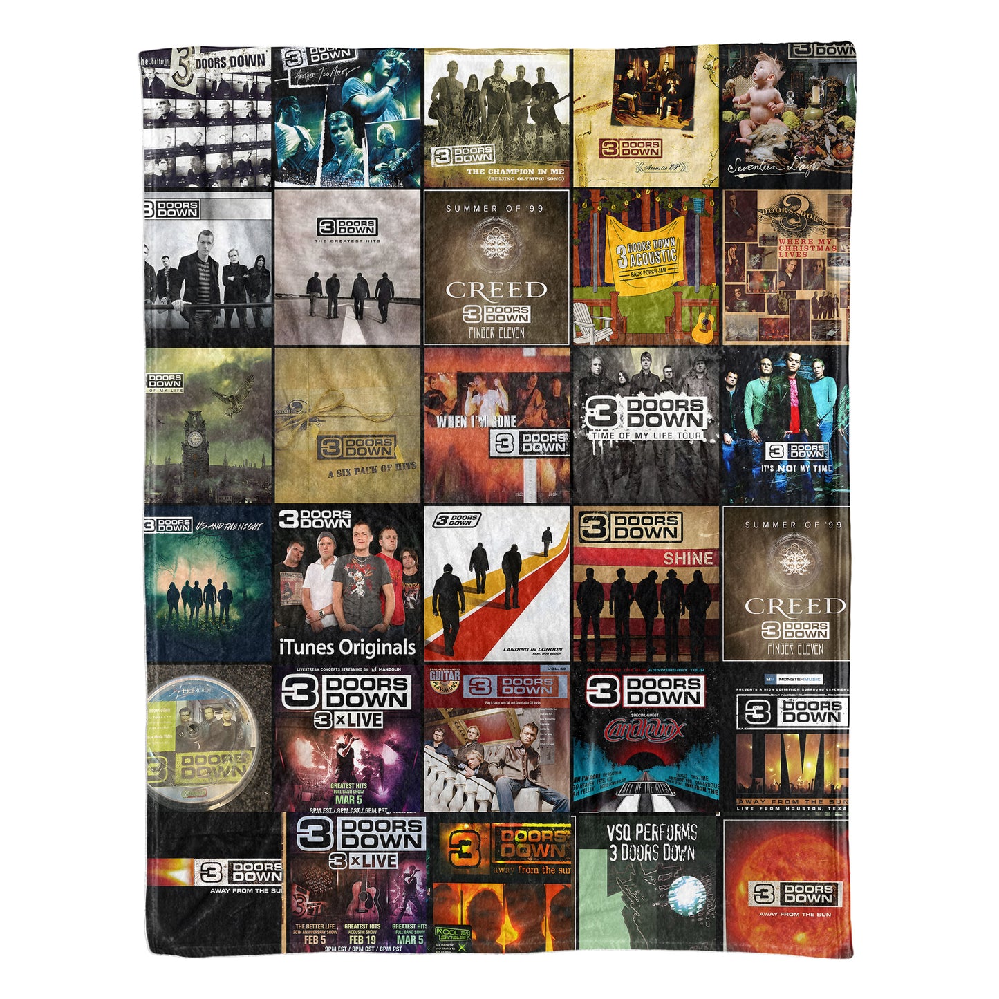 3 Doors Down Sherpa Blanket – Classic Album Cover Collage Cozy Throw Gift for Rock Fans