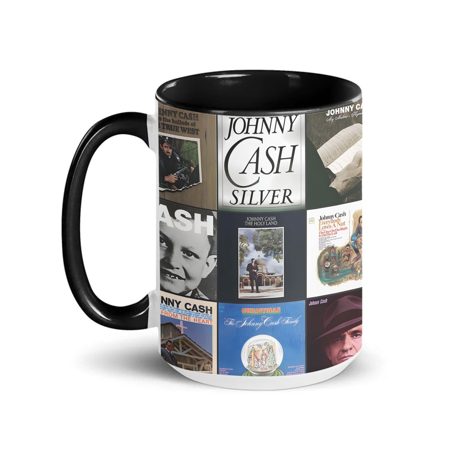 Johnny Cash Accent Mug – Classic Album Cover Collage Gift