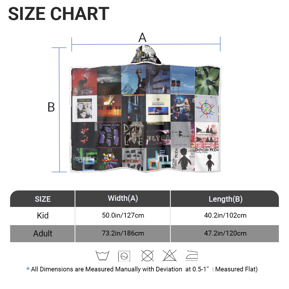 Depeche Mode Albums Wearable Hooded Blanket – Retro Music Lover Gift