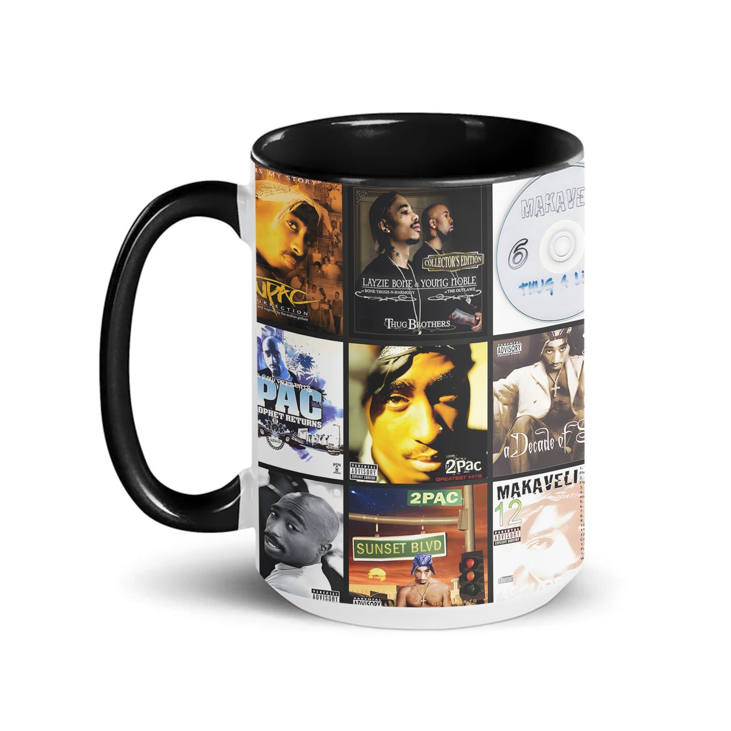 2Pac Accent Mug – Iconic Album Cover Collage Gift