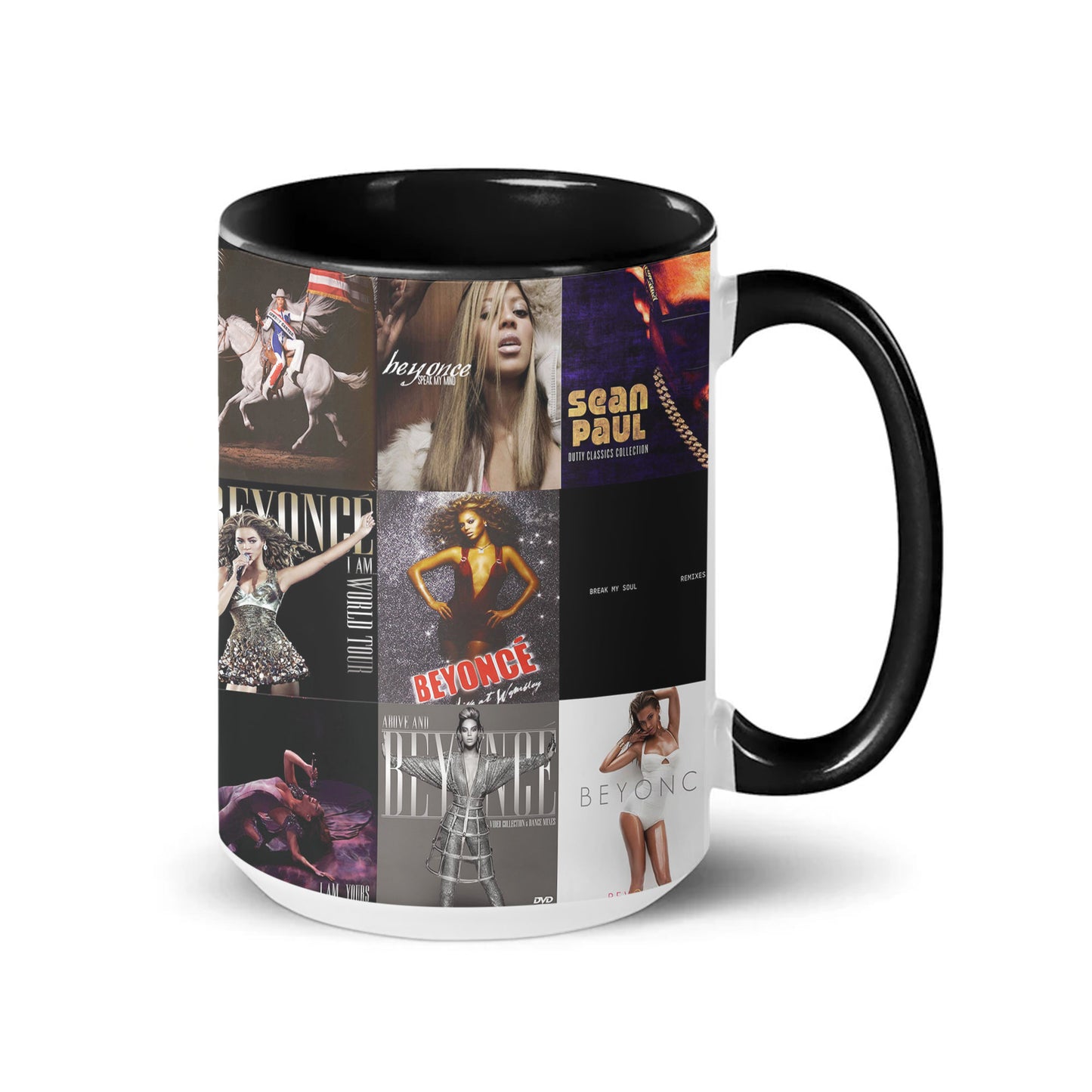 Beyoncé Accent Mug – Iconic Album Cover Collage Gift for Pop & R&B Fans