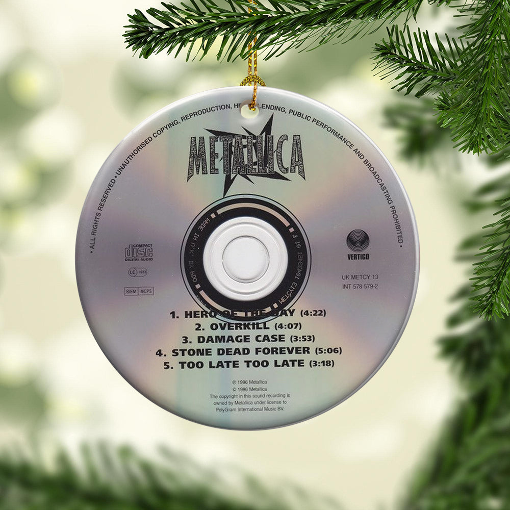 Metallica CD Design Ceramic Ornament – Rock Music Christmas Tree Decoration