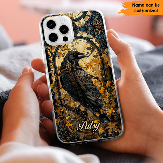 Custom Gothic Raven & Autumn - Personalized Clear Phone