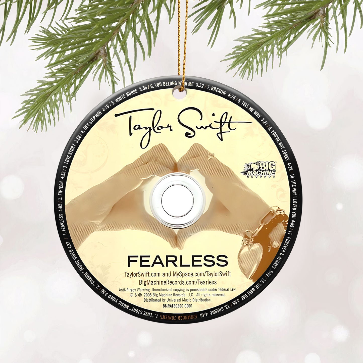 Fearless Taylor Swift CD Ceramic Ornament – Holiday Music Keepsake Decoration