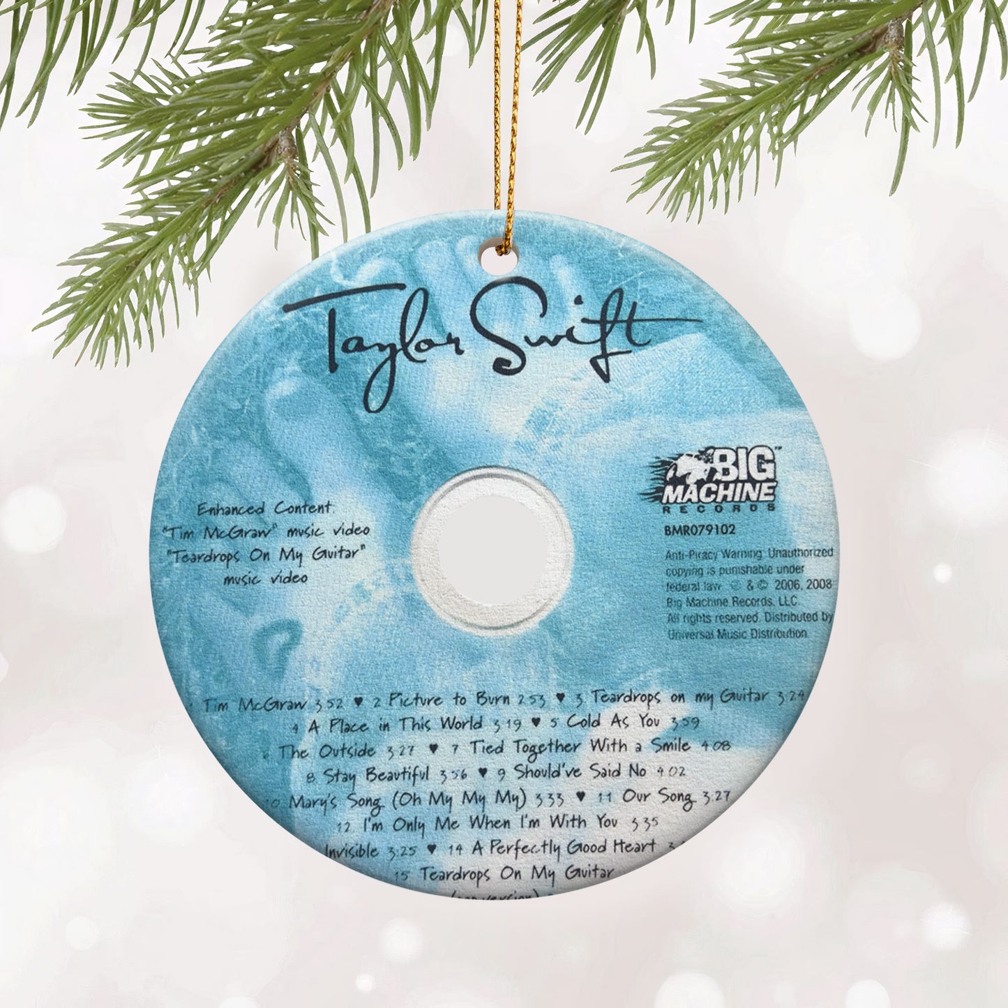 Taylor SwiftTaylor Swift CD Ceramic Ornament – Holiday Music Keepsake Decoration