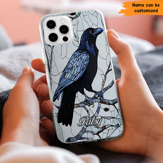 Raven Stained Glass - Personalized Clear Phone Case