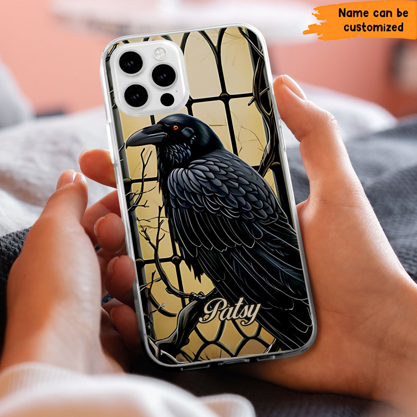 Gothic Raven Phone Case – Dark Mystery Inspired Personalized Clear Phone Case