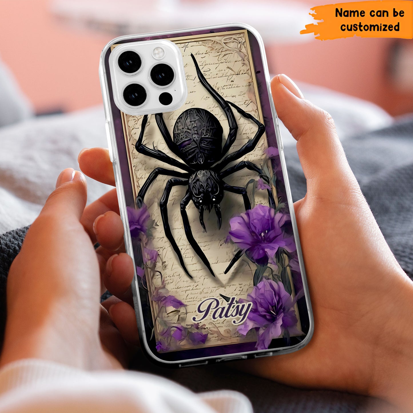 Gothic Spider Phone Case – Dark Floral Cover Personalized Clear Phone Case