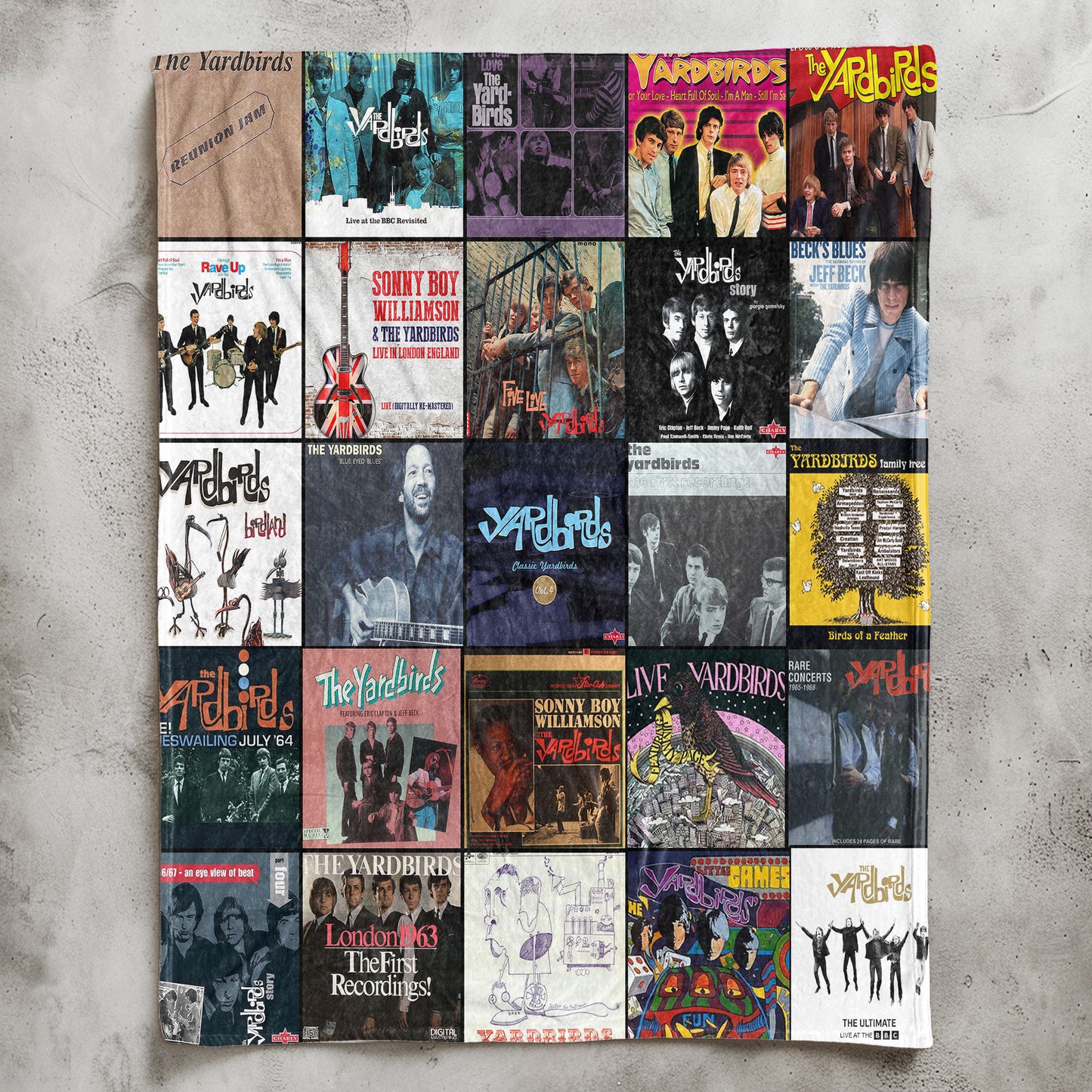 The Yardbirds Sherpa Blanket – A Legendary Blues-Rock Album Collage for True Fans