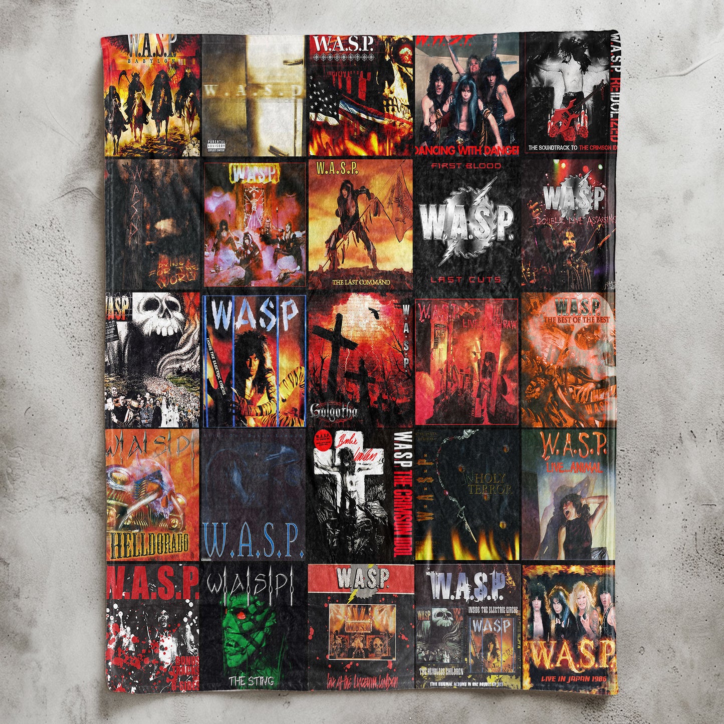 W.A.S.P. Sherpa Blanket – A Heavy Metal Legacy Collage for True Shock Rock Fans