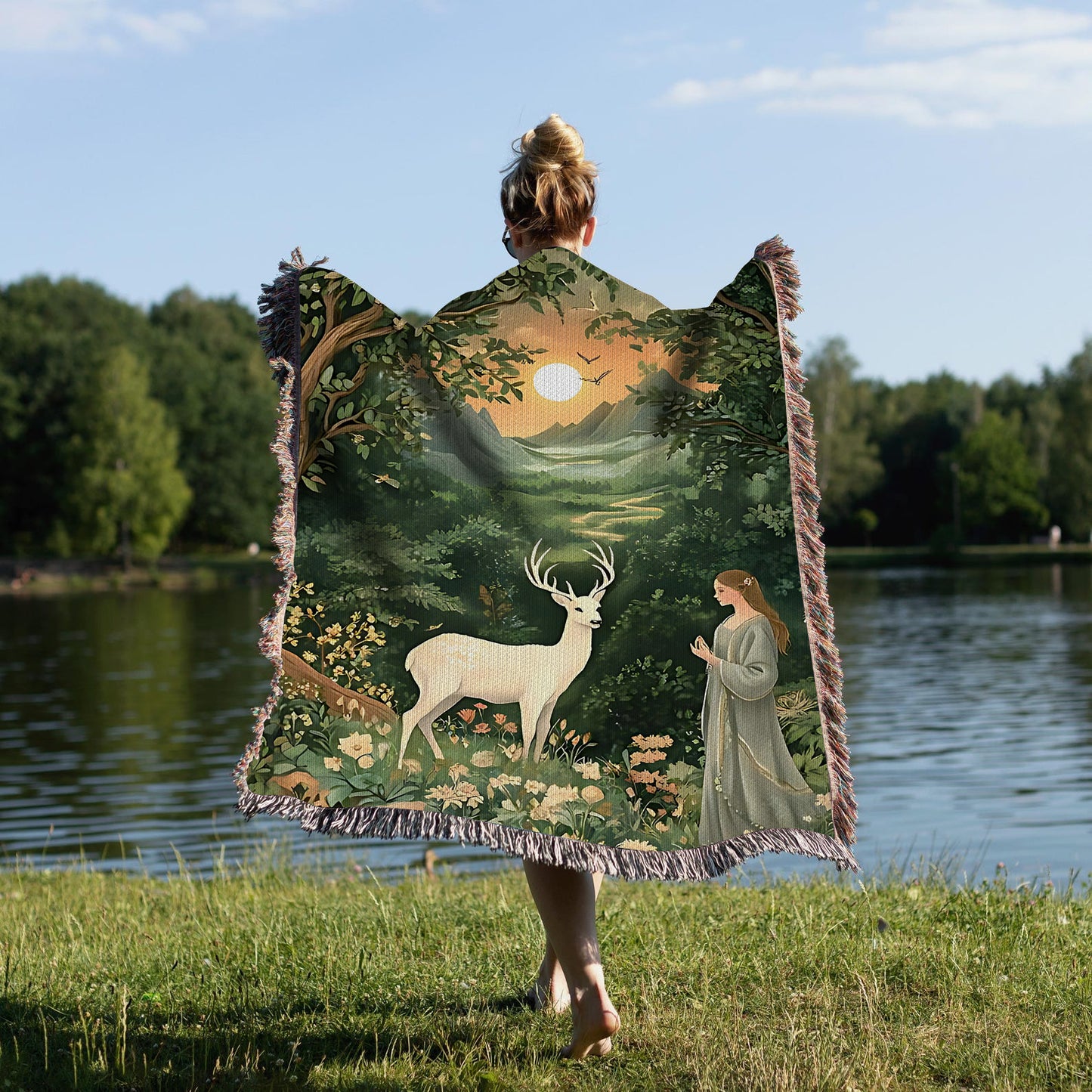 White Stag of Terrasen – Throne of Glass Inspired Woven Blanket