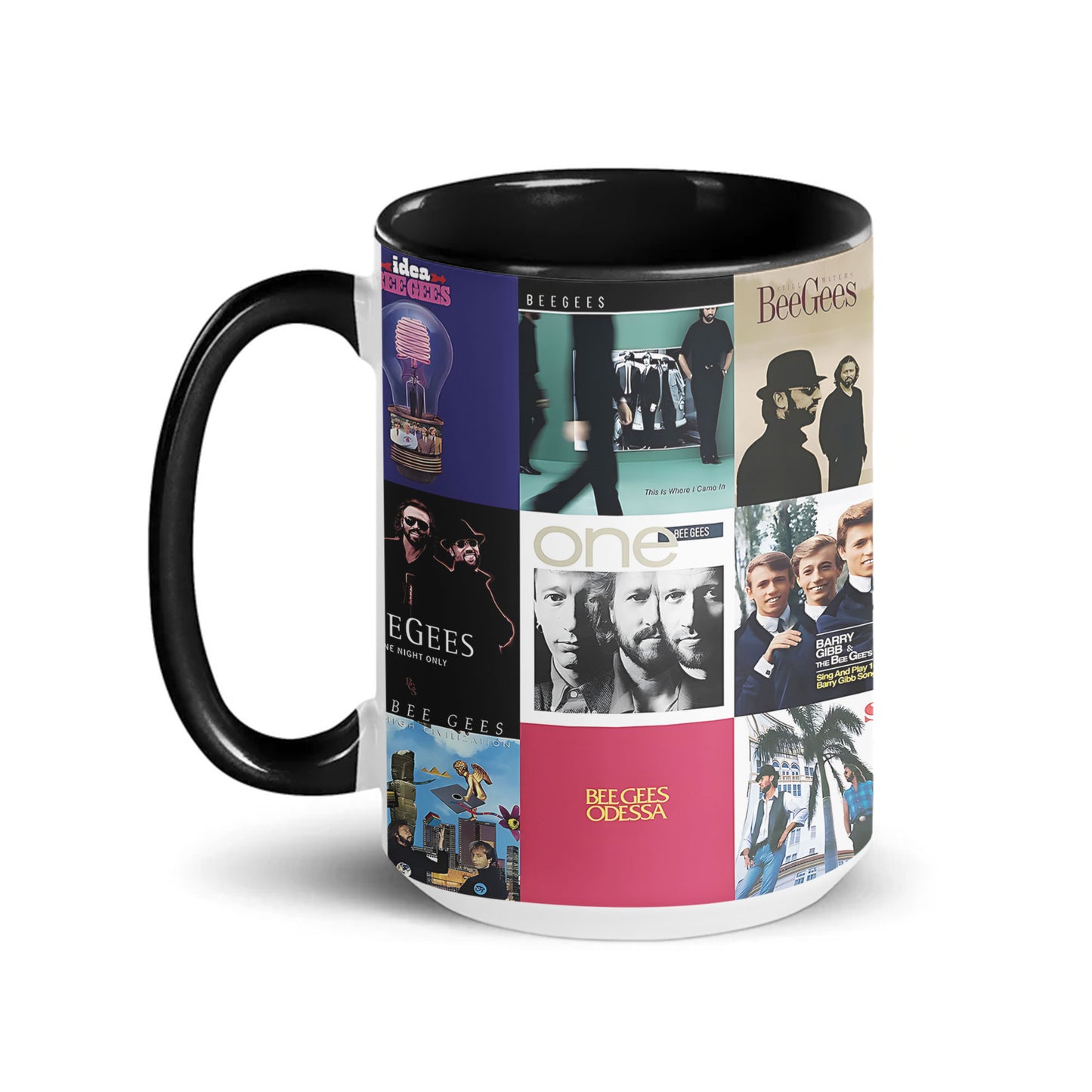 Bee Gees Accent Mug – Classic Album Cover Collage Gift