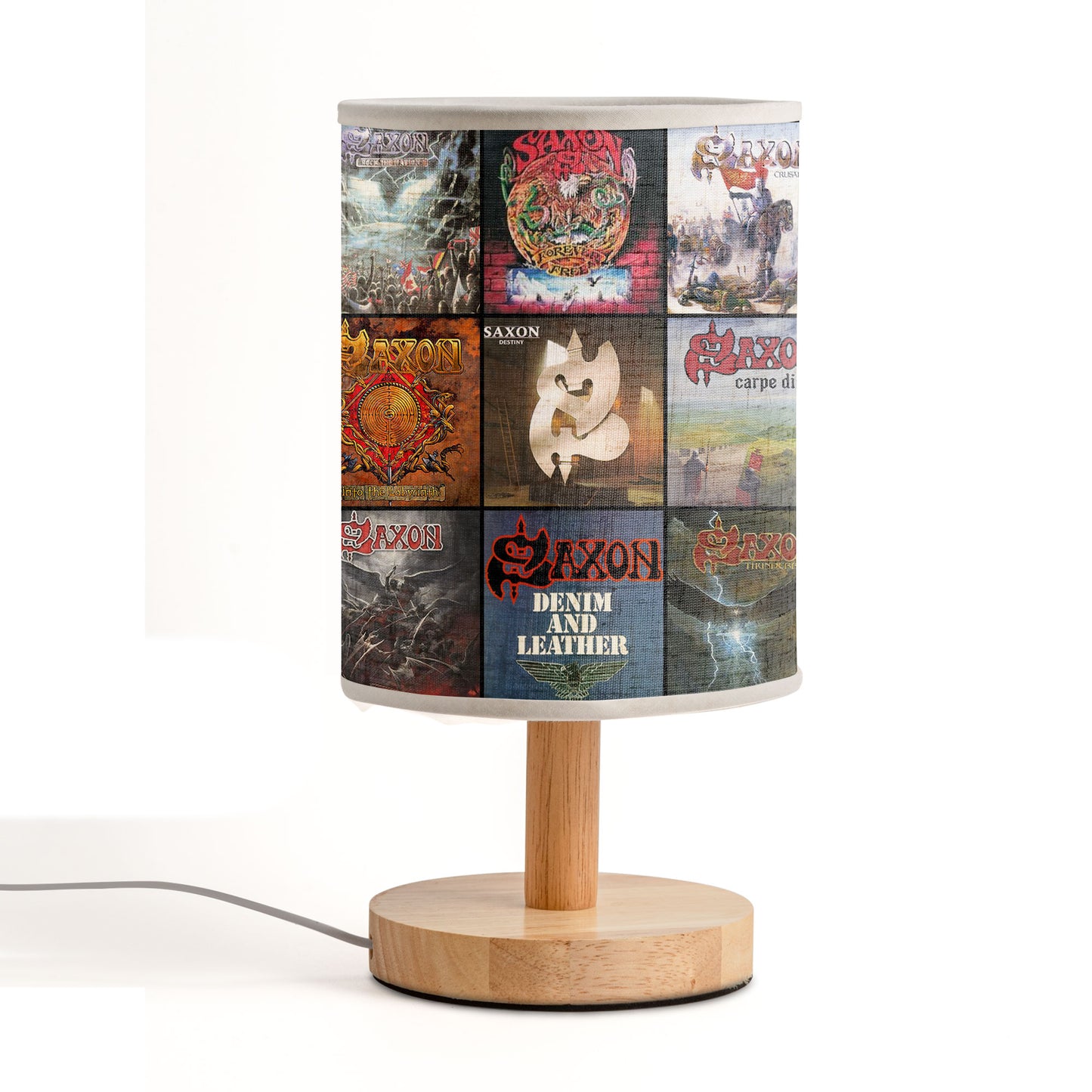 Saxon Fabric Lamp – Heavy Metal Titans Album Art Collection