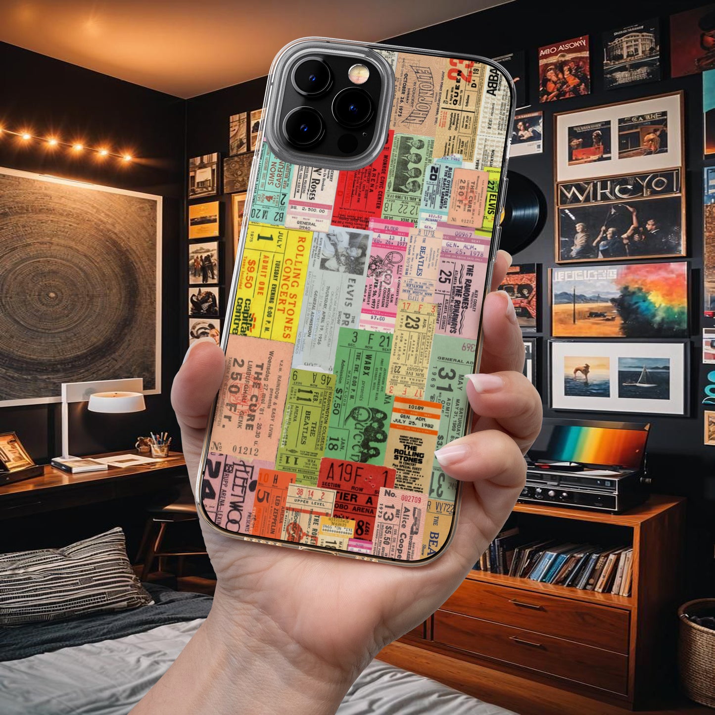 Retro Concert Ticket Collage Phone Case – Vintage Music Vibes 2
