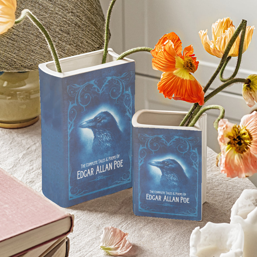 Edgar Allan Poe Raven Book Vase – Gothic Literature Home Decor