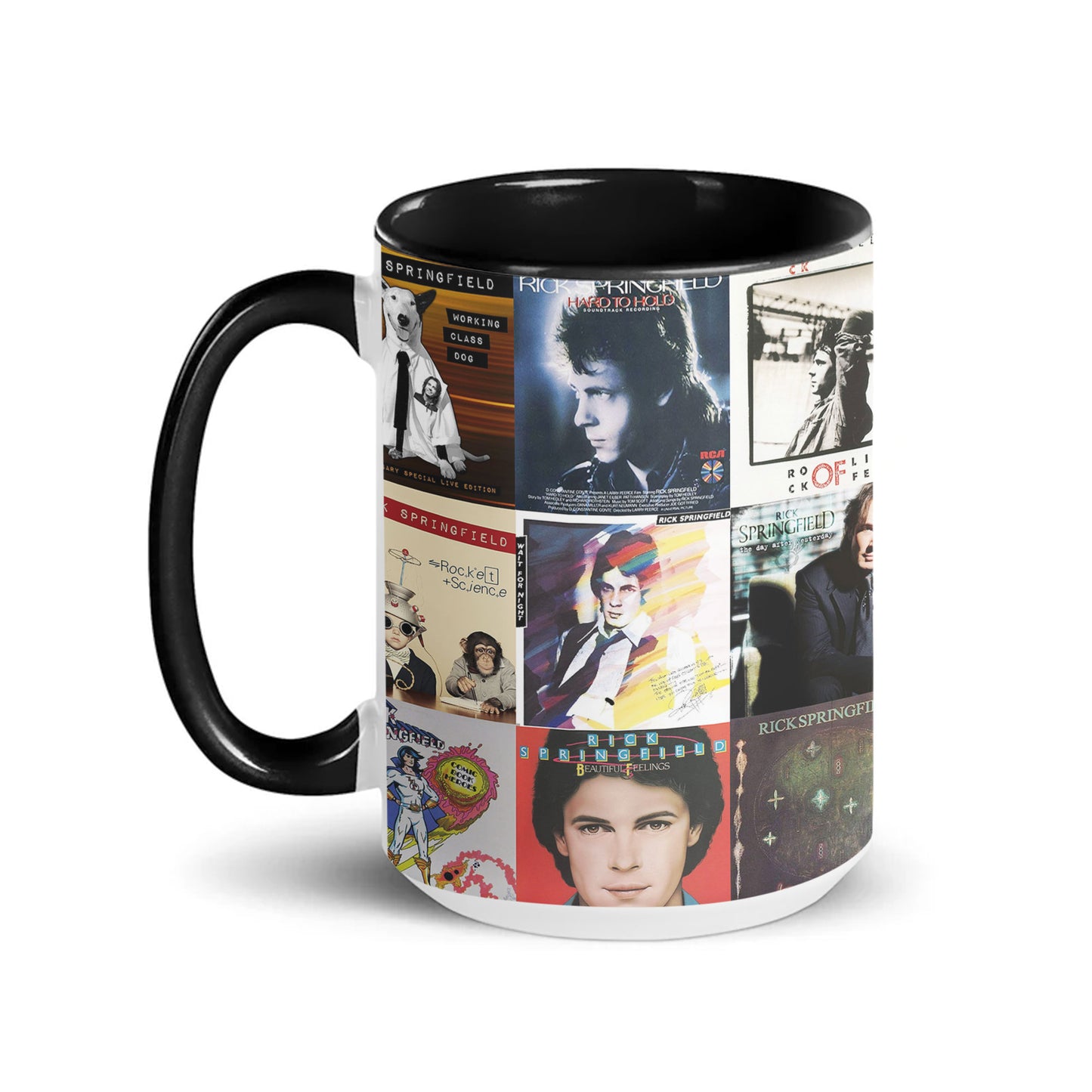 Rick Springfield Accent Mug – Classic Hits Album Art Collage Gift