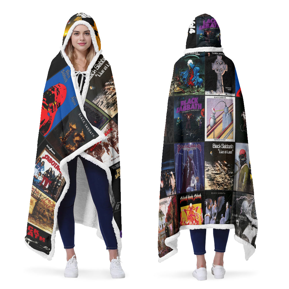 Black Sabbath Wearable Hooded Blanket – Ultimate Album Cover Collage Gift