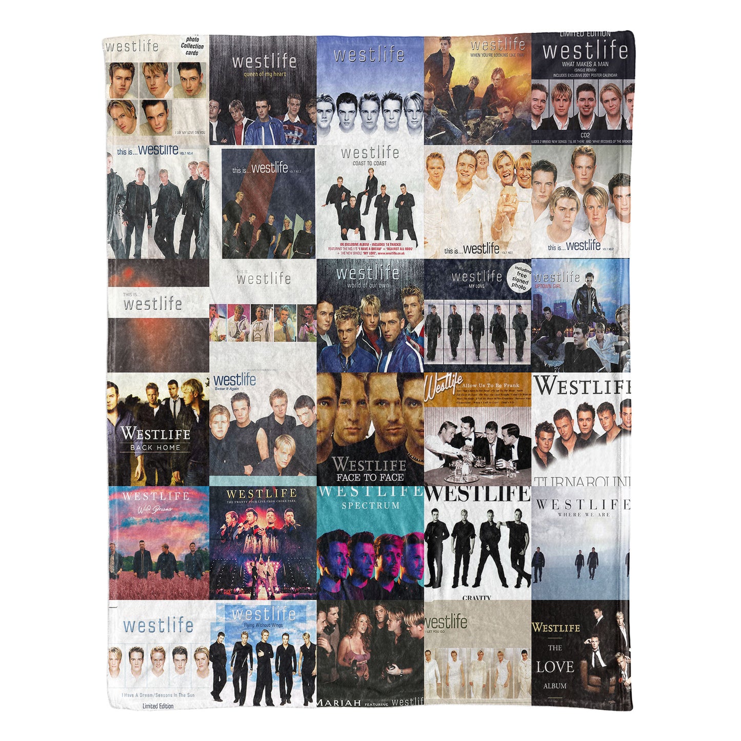Westlife Sherpa Blanket – Iconic Album Cover Collage Cozy Throw for Pop Ballad Lovers