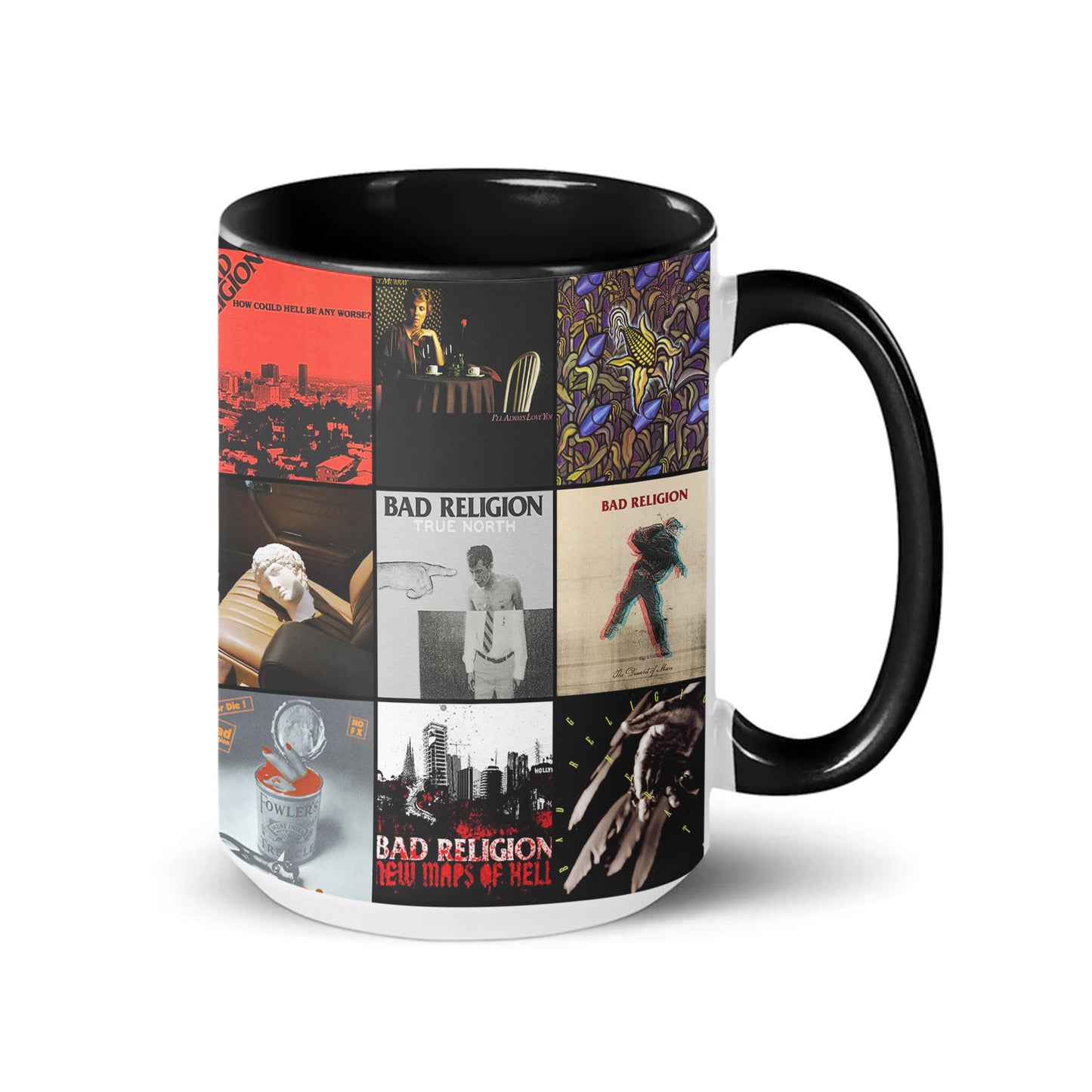 Bad Religion Accent Mug – Classic Album Cover Collage Gift for Punk Rock Fans