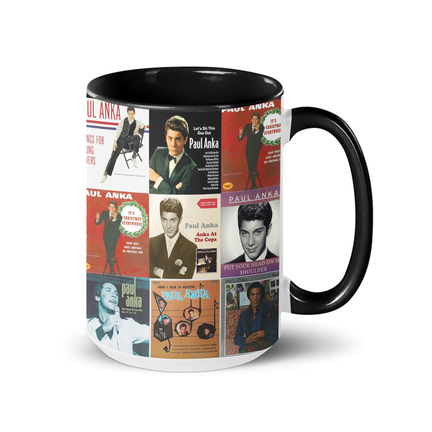 Paul Anka Accent Mug – Golden-Era Classics Album Collage Gift