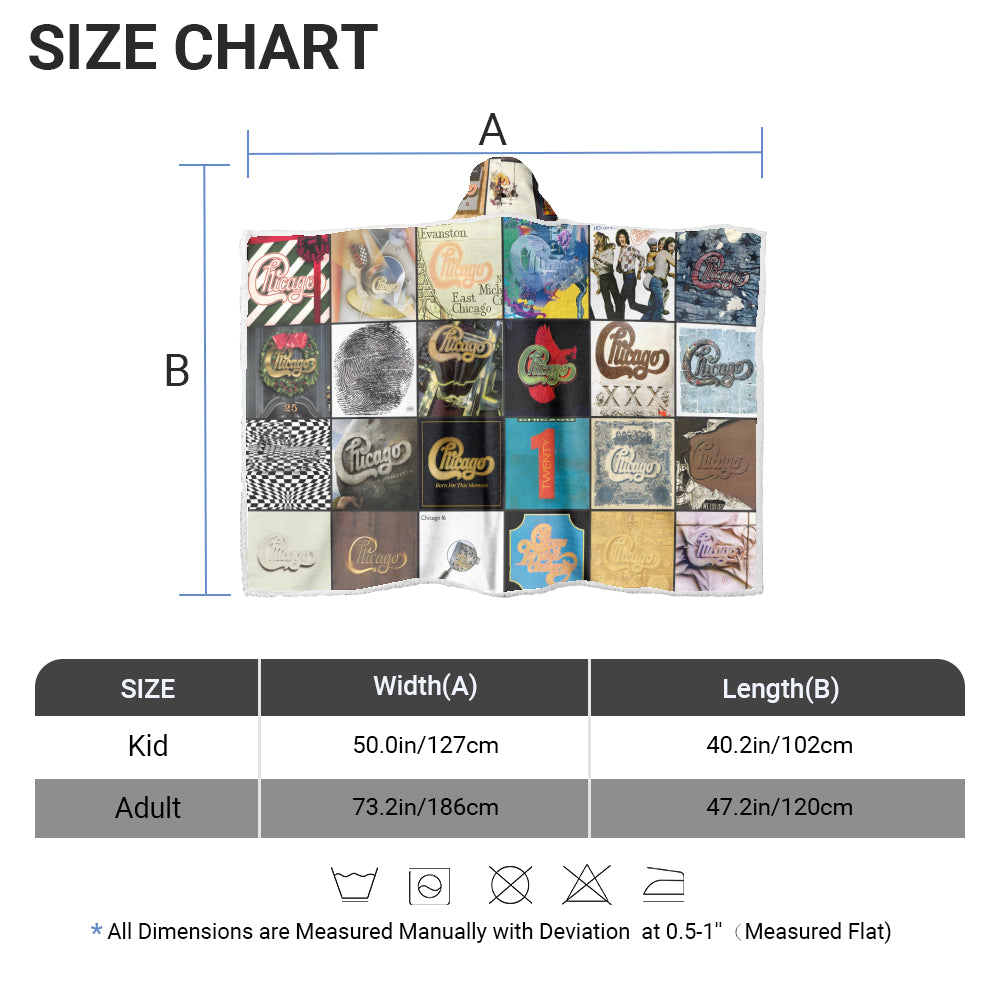 Chicago Album Art Wearable Hooded Blanket – Classic Rock Fan Gift