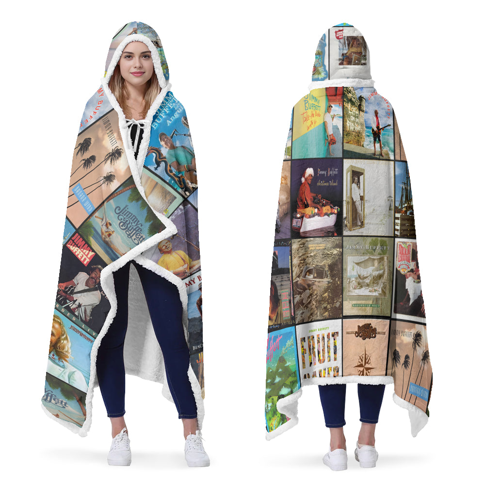 Jimmy Buffett Album Art Wearable Hooded Blanket – Parrothead Fan Gift