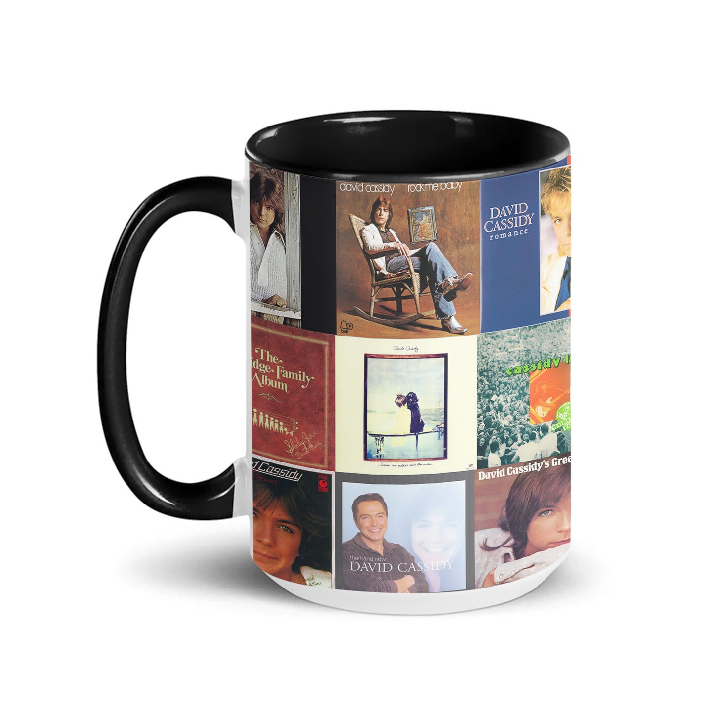 David Cassidy Accent Mug – Classic Album Cover Collage Gift for Pop Music Fans