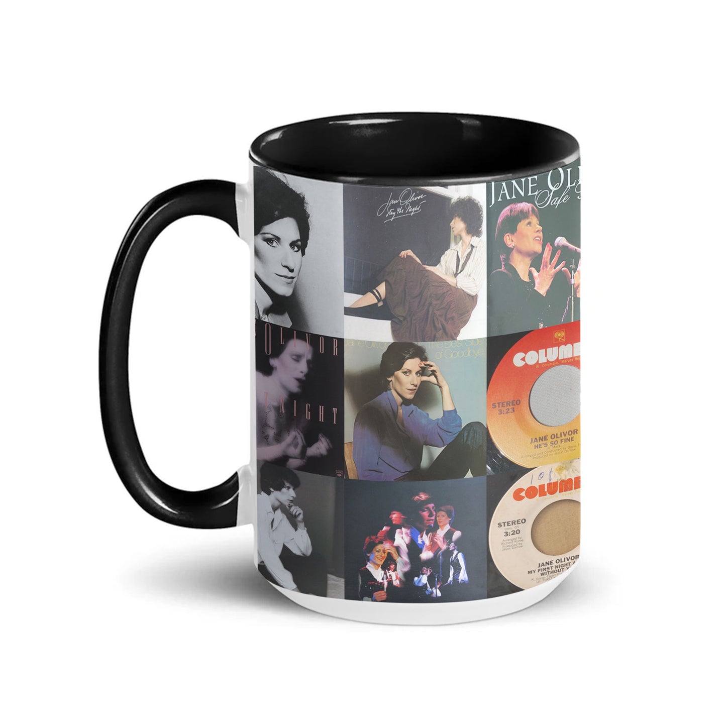 Jane Olivor Accent Mug – Timeless Vocal Elegance Album Collage Gift