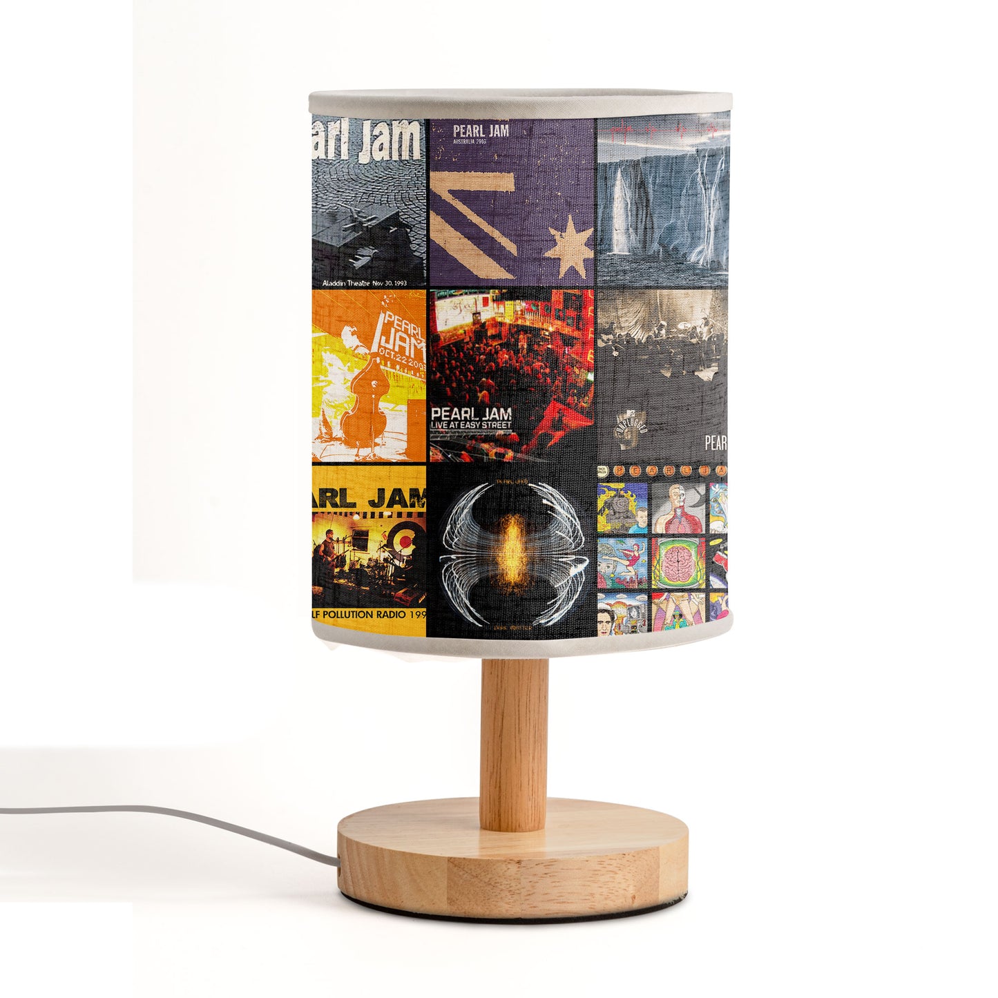 Pearl Jam Album Covers Fabric Lamp – Grunge Rock Band Table Lamp, Retro Home Lighting Décor for Music Fans