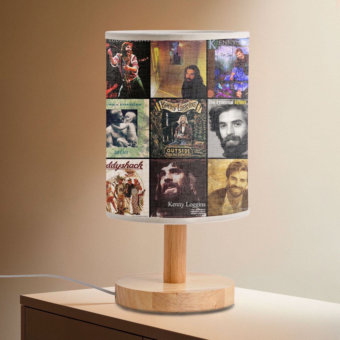 Kenny Loggins Album Collage Lamp – Soft Rock Nostalgia Night Light for Music Lovers