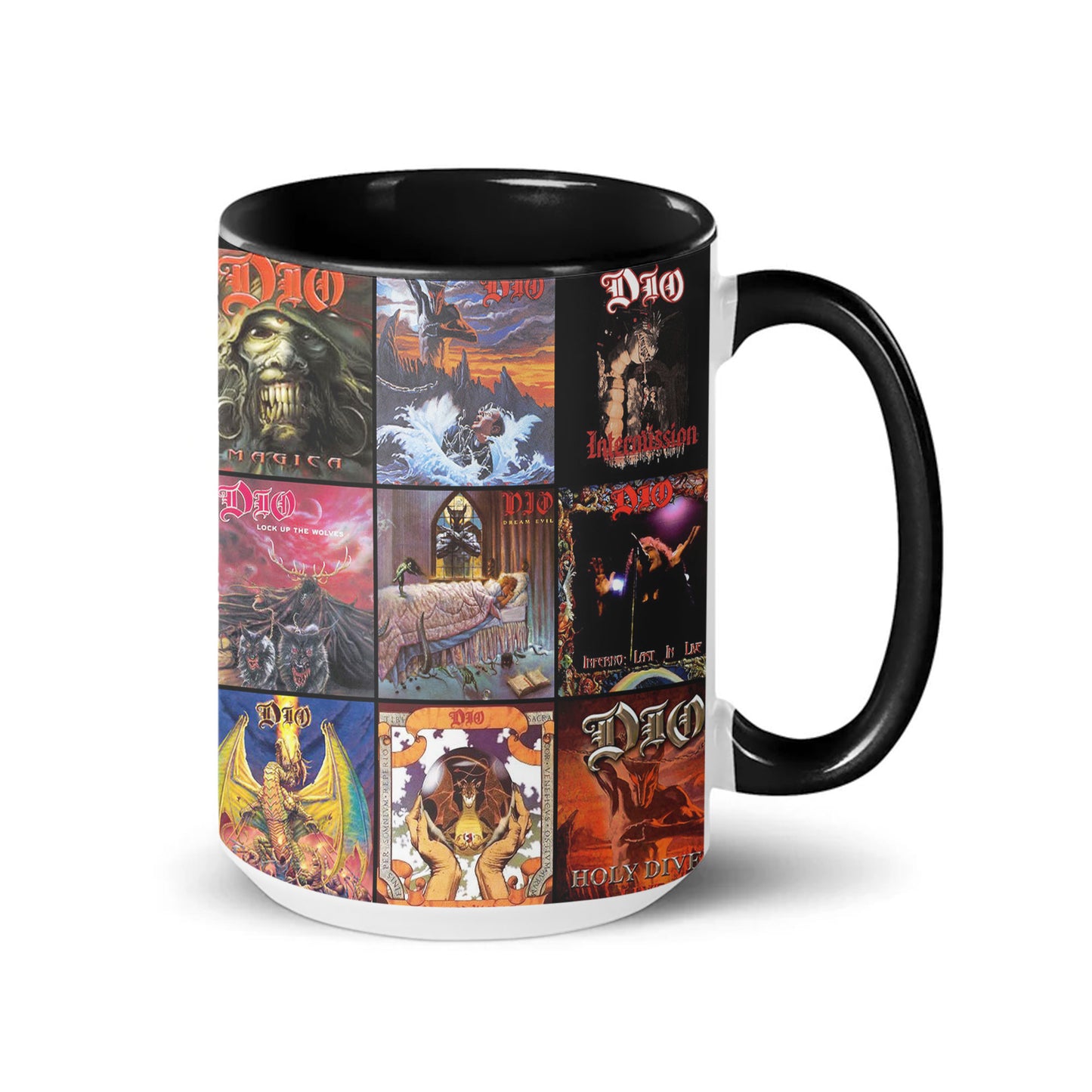 Dio Accent Mug – Heavy Metal Album Cover Collage Gift