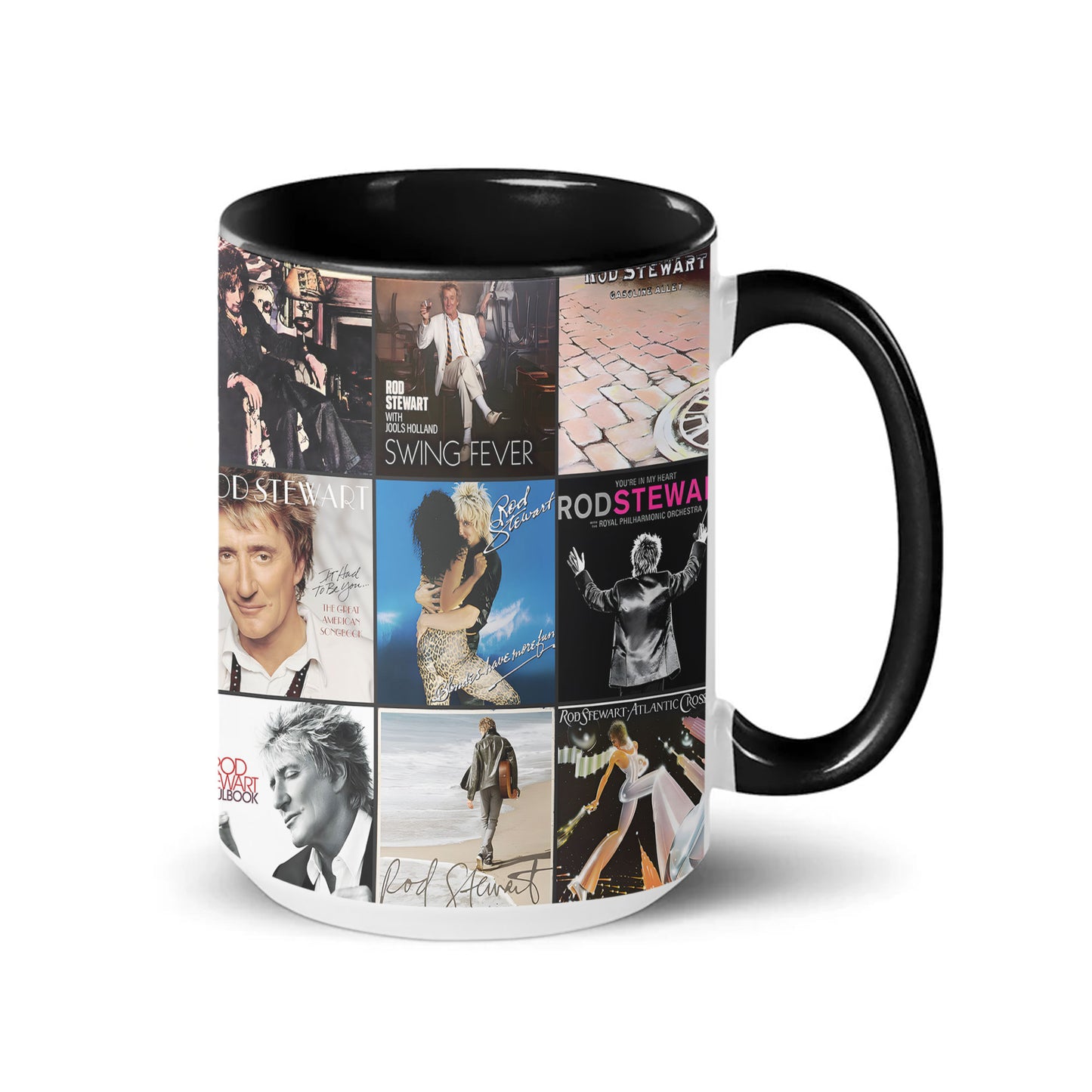 Rod Stewart Accent Mug – Iconic Album Cover Collage Gift