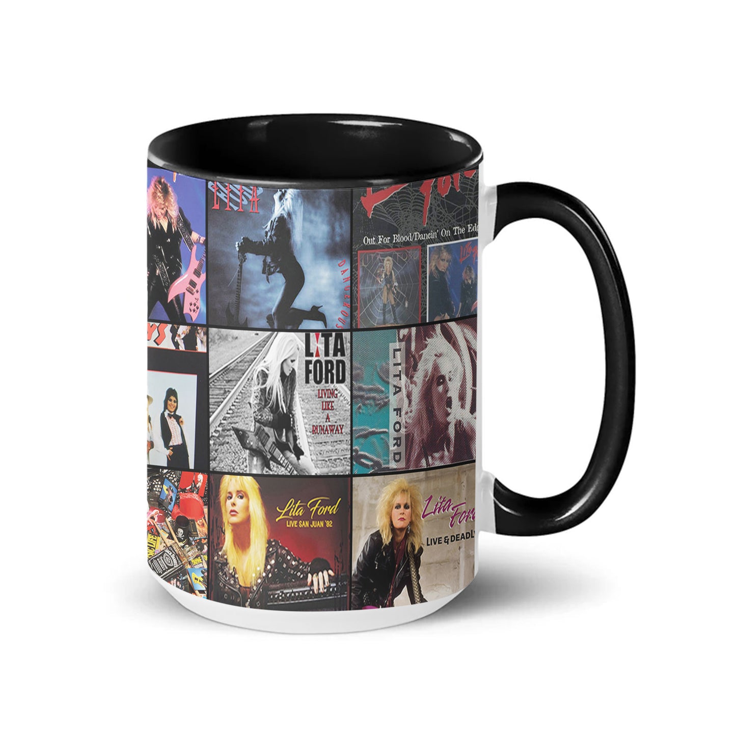 Lita Ford Accent Mug – Rock Queen Album Cover Collage Gift