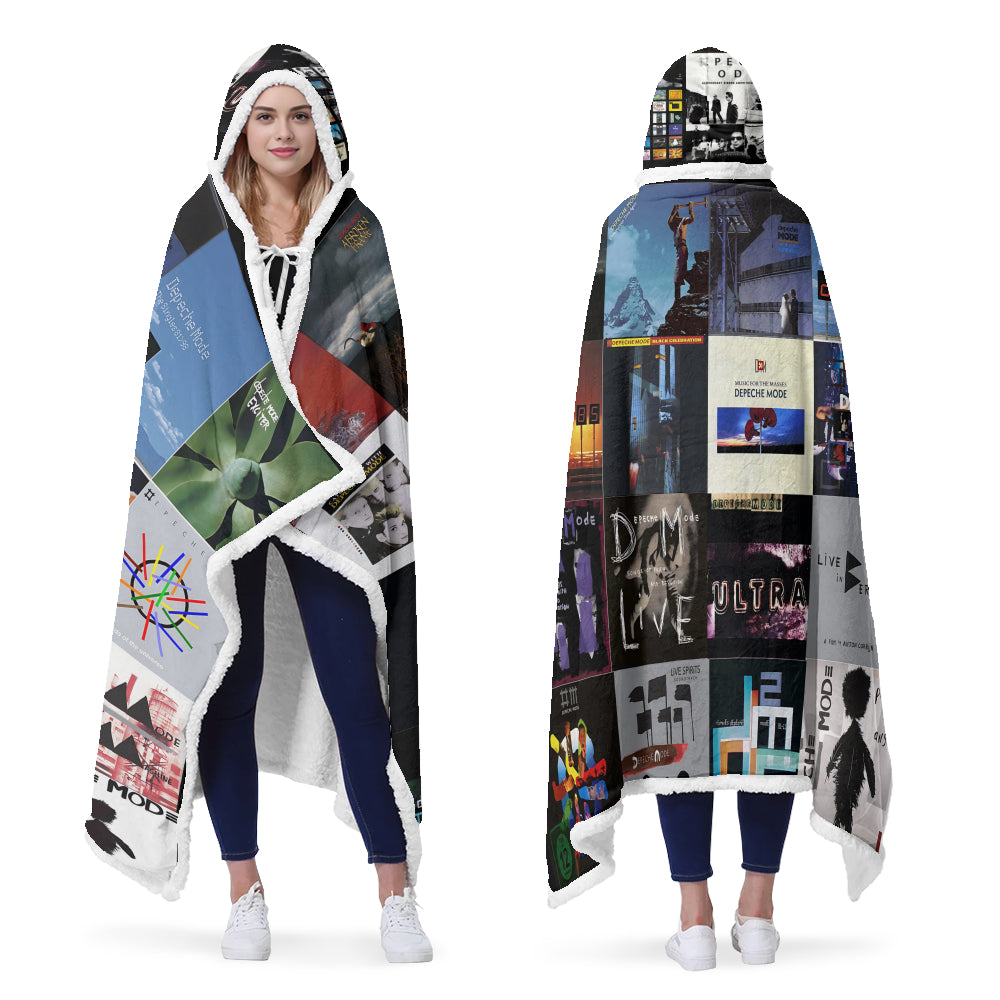 Depeche Mode Albums Wearable Hooded Blanket – Retro Music Lover Gift