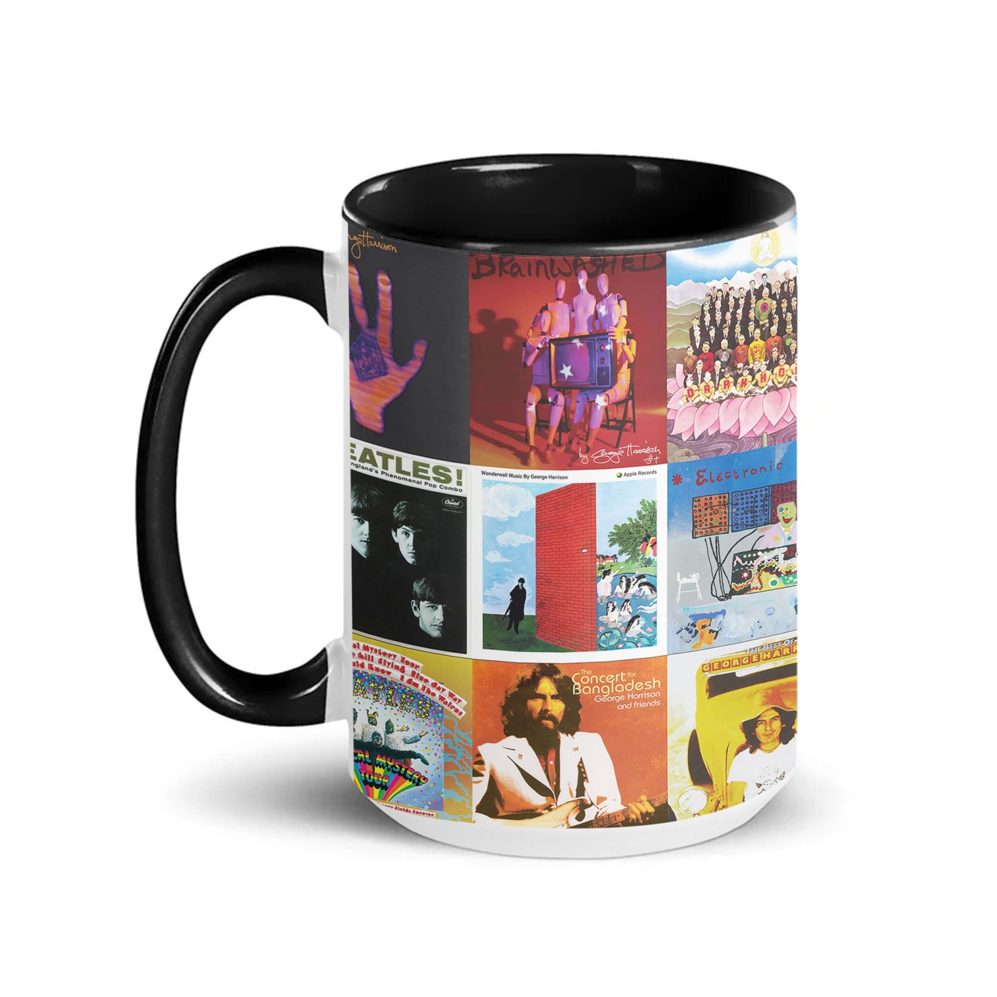 George Harrison Accent Mug – Classic Album Cover Collage Gift for Beatles & Solo Fans