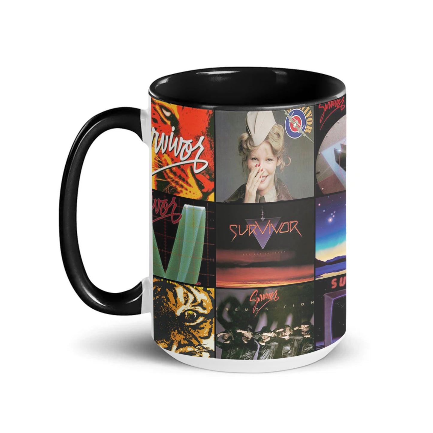 Survivor Accent Mug – Classic Rock Album Cover Collage Gift