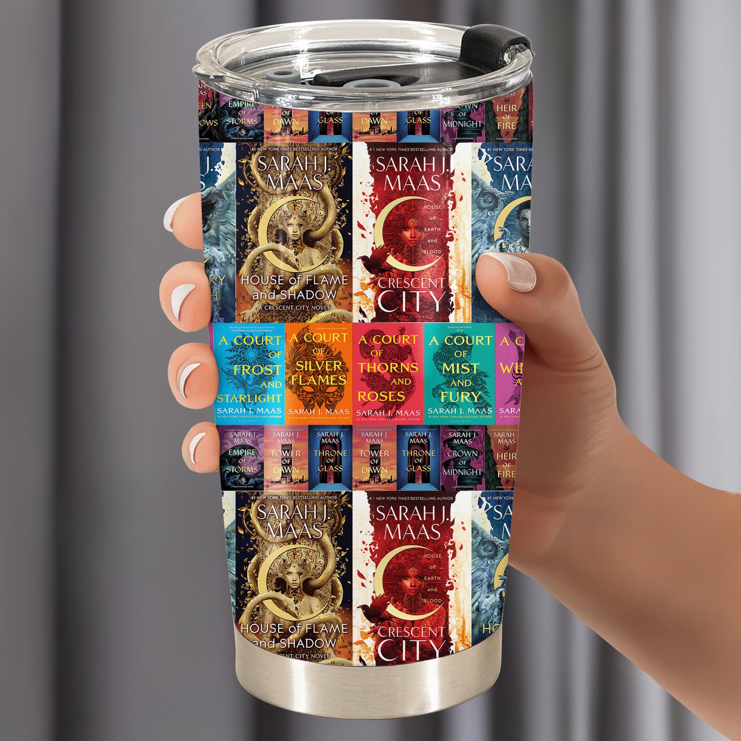 Sarah J. Maas Book Covers Tumbler Cup – Crescent City, ACOTAR & Throne of Glass Series