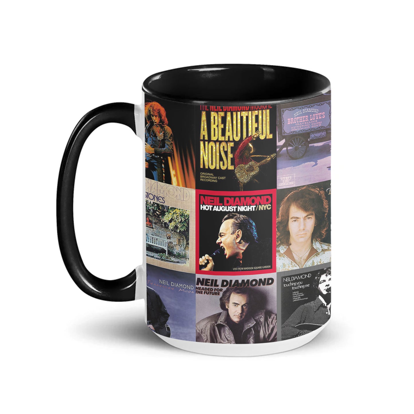 Neil Diamond Accent Mug – Classic Album Cover Collage Gift
