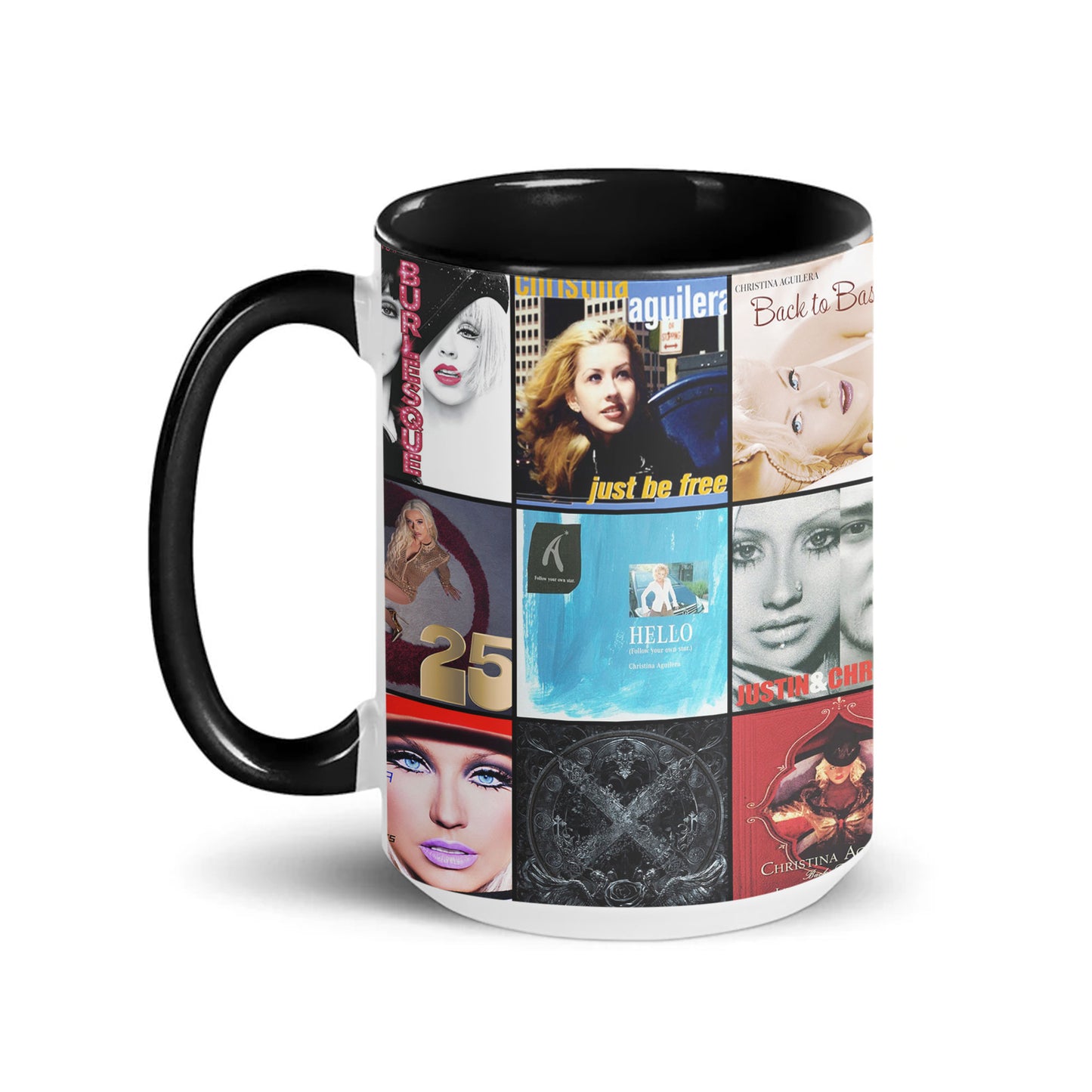 Christina Aguilera Accent Mug – Pop Icon Album Cover Collage Gift