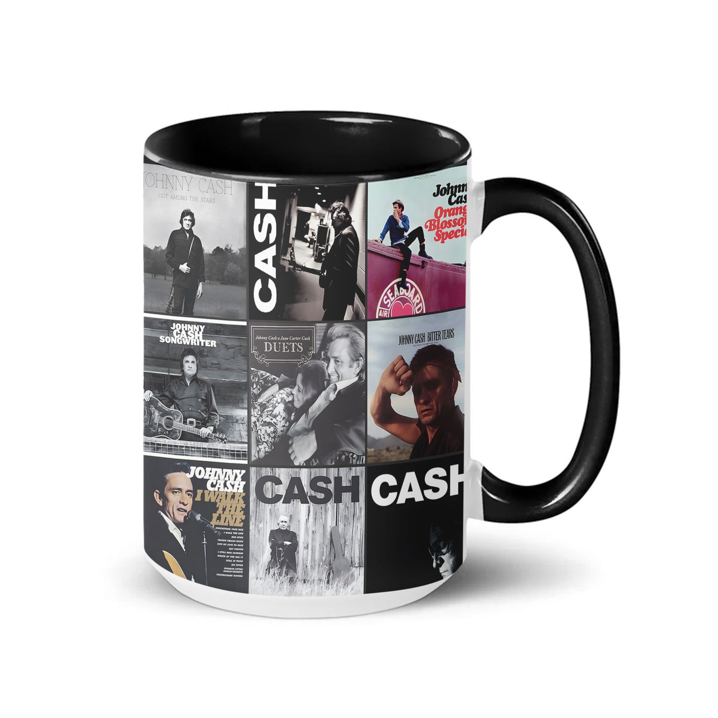 Johnny Cash Accent Mug – Classic Album Cover Collage Gift