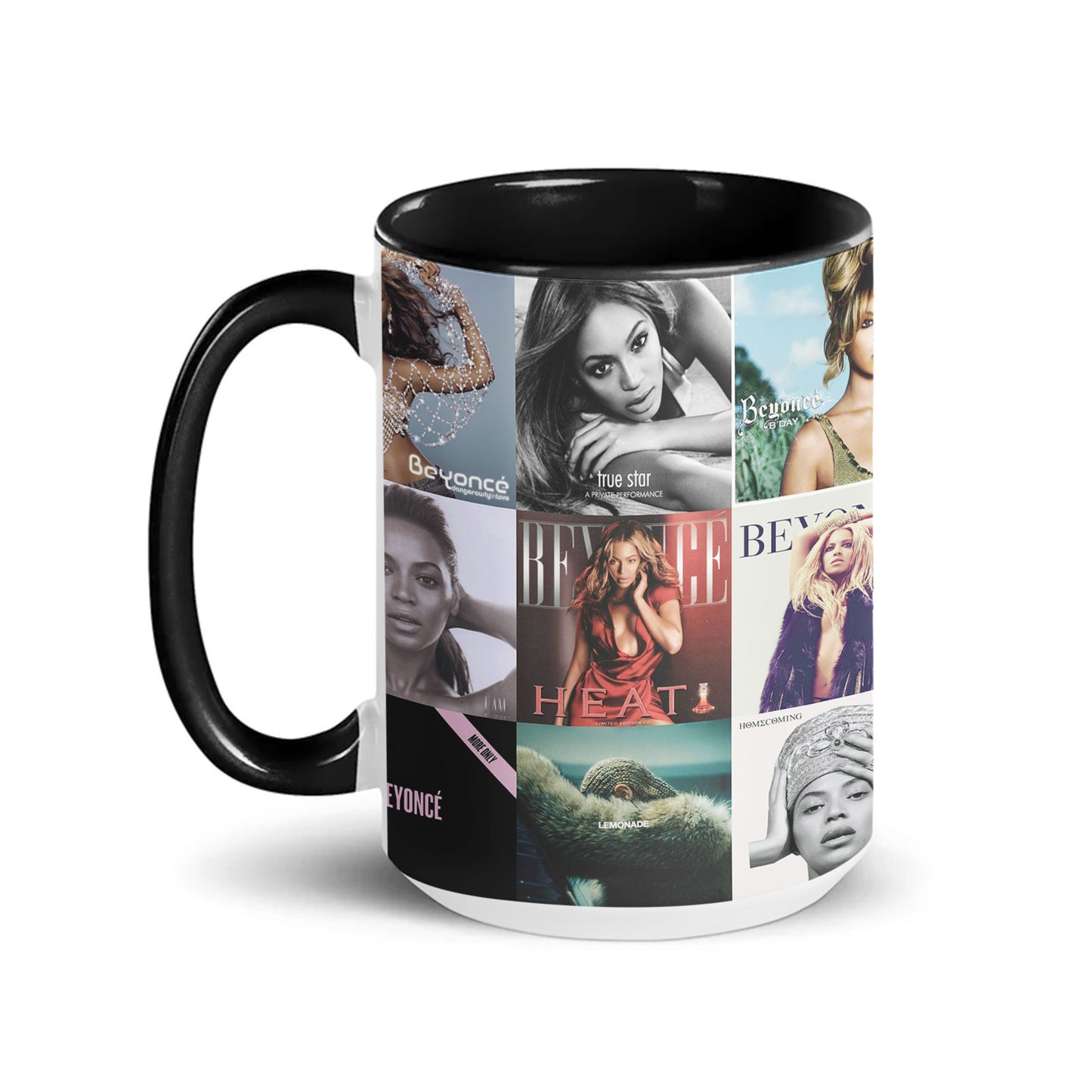 Beyoncé Accent Mug – Iconic Album Cover Collage Gift for Pop & R&B Fans