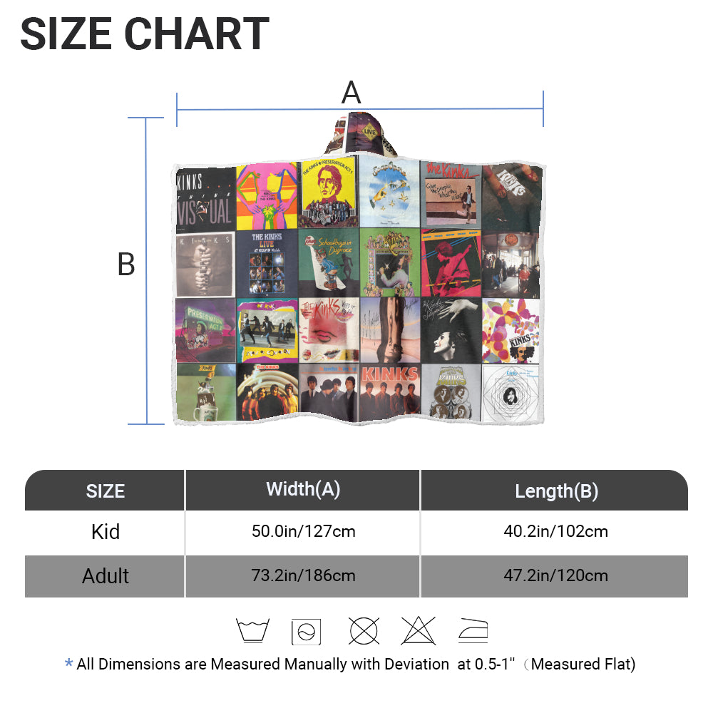 The Kinks Album Art Wearable Hooded Blanket – Classic Rock Fan Gift