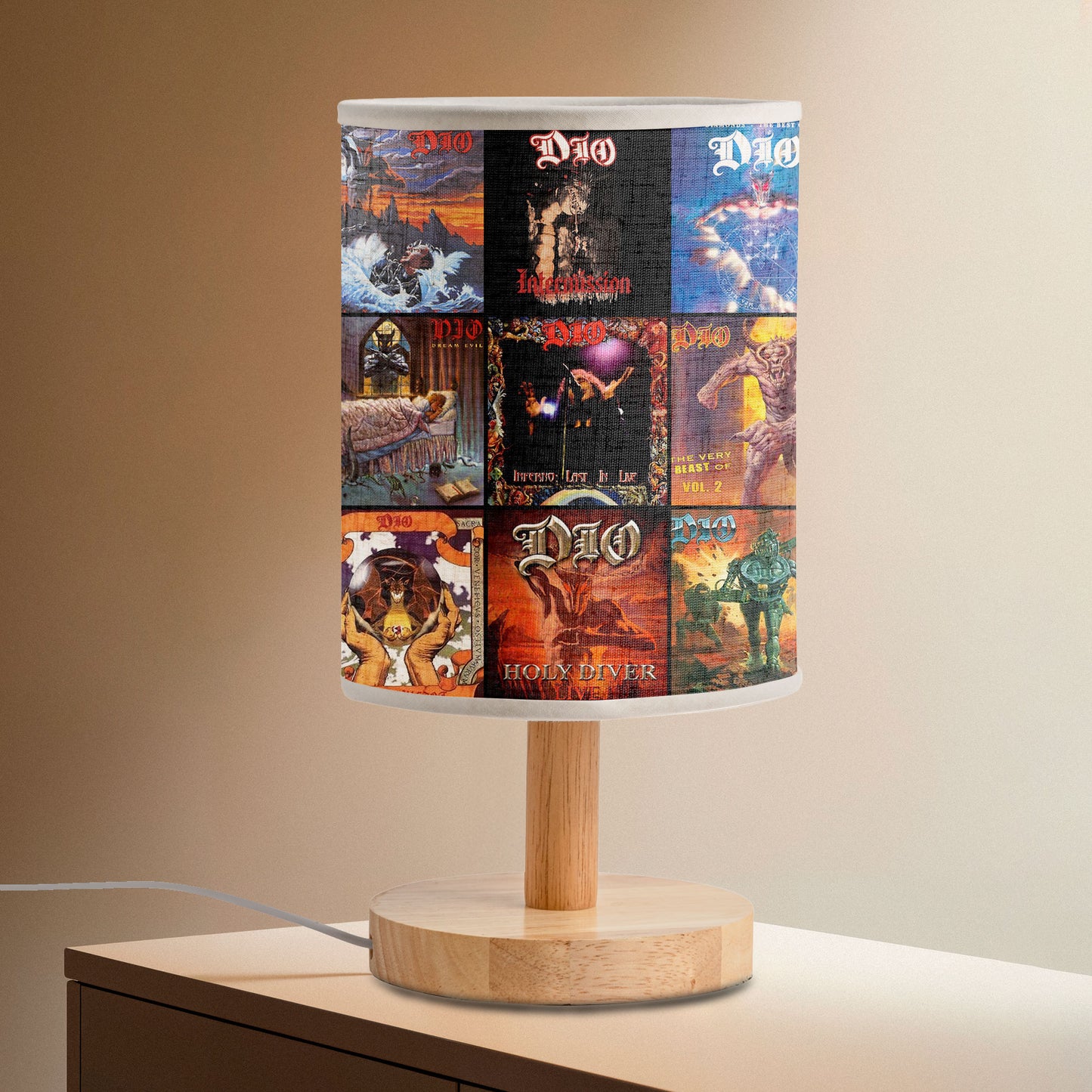 Dio Album Covers Fabric Lamp – Heavy Metal Legend Table Lamp, Retro Music Home Décor Gift for Rock Fans