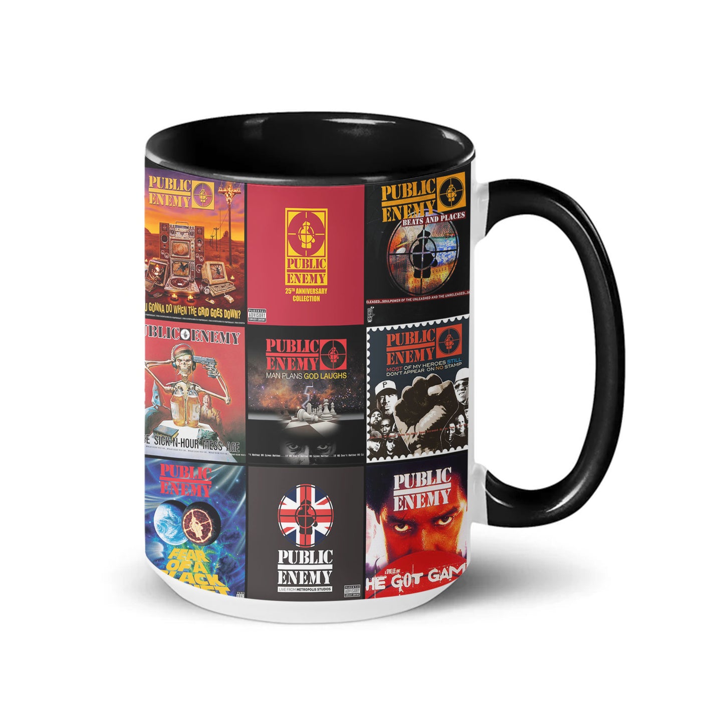 Public Enemy Accent Mug – Iconic Album Cover Collage Gift for Hip-Hop Fans