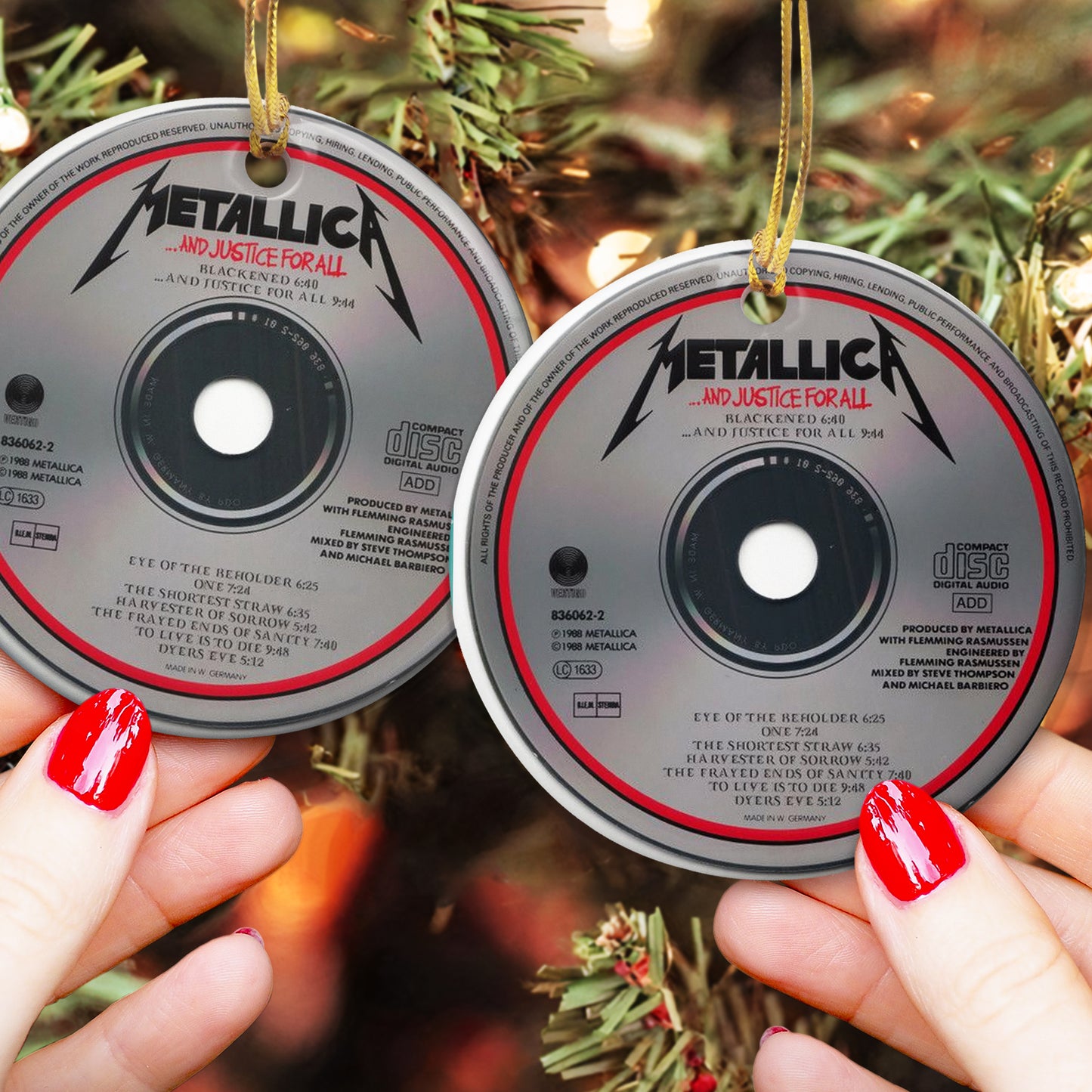 Metallica CD Design Ceramic Ornament – Rock Music Christmas Tree Decoration