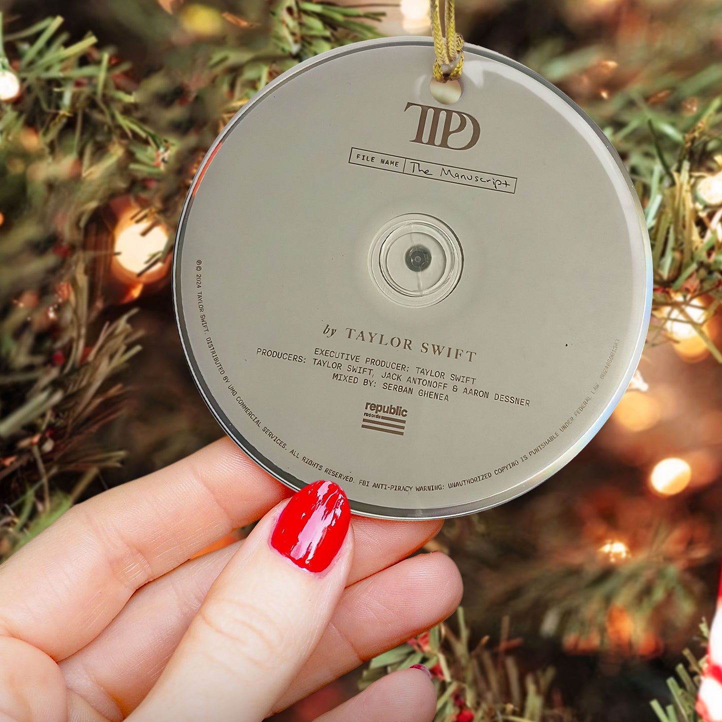 Taylor Swift CD - Ceramic Ornament – Holiday Music Keepsake Decoration